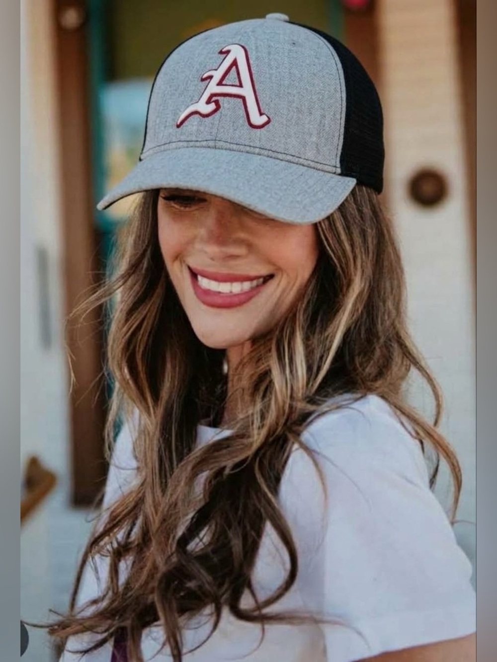 Arkansas Razorback Fitted Hat Gray and Black Baseball Cap Small/Medium Unisex